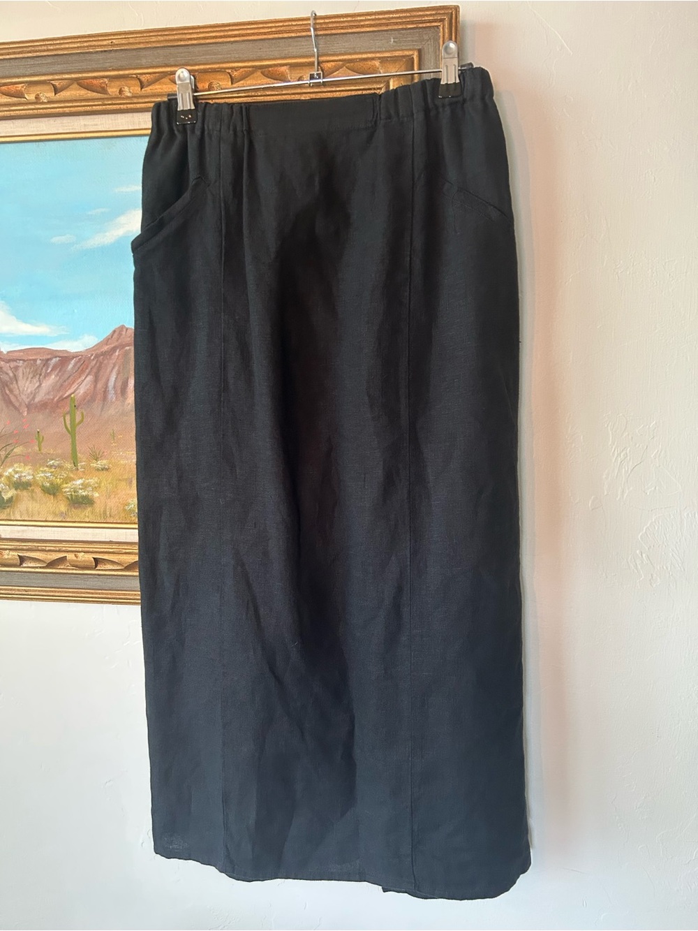 Flax Black Maxi Skirt with Elastic Waist